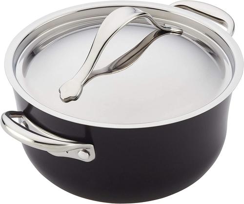 美国代购Anolon Nouvelle 铜芯硬质氧化铝不粘锅荷兰锅汤锅3.6升