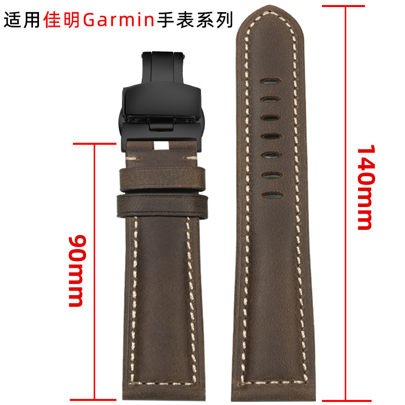 适用Garmin佳明Forerunner245/645M/255/265M/955/965真皮表带Vivoactive3/Venu2/Venu3手表带男加长特长表链