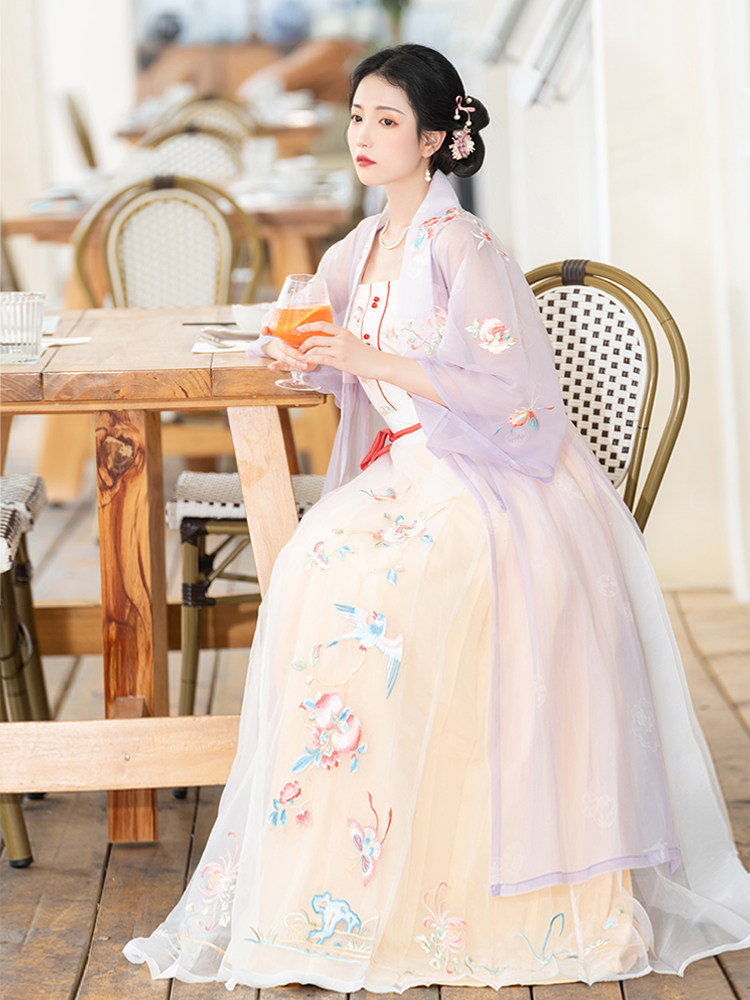 【清仓款】吾心宜[南烟]明制绣花暗纹直领对襟半袖主腰吊带汉服