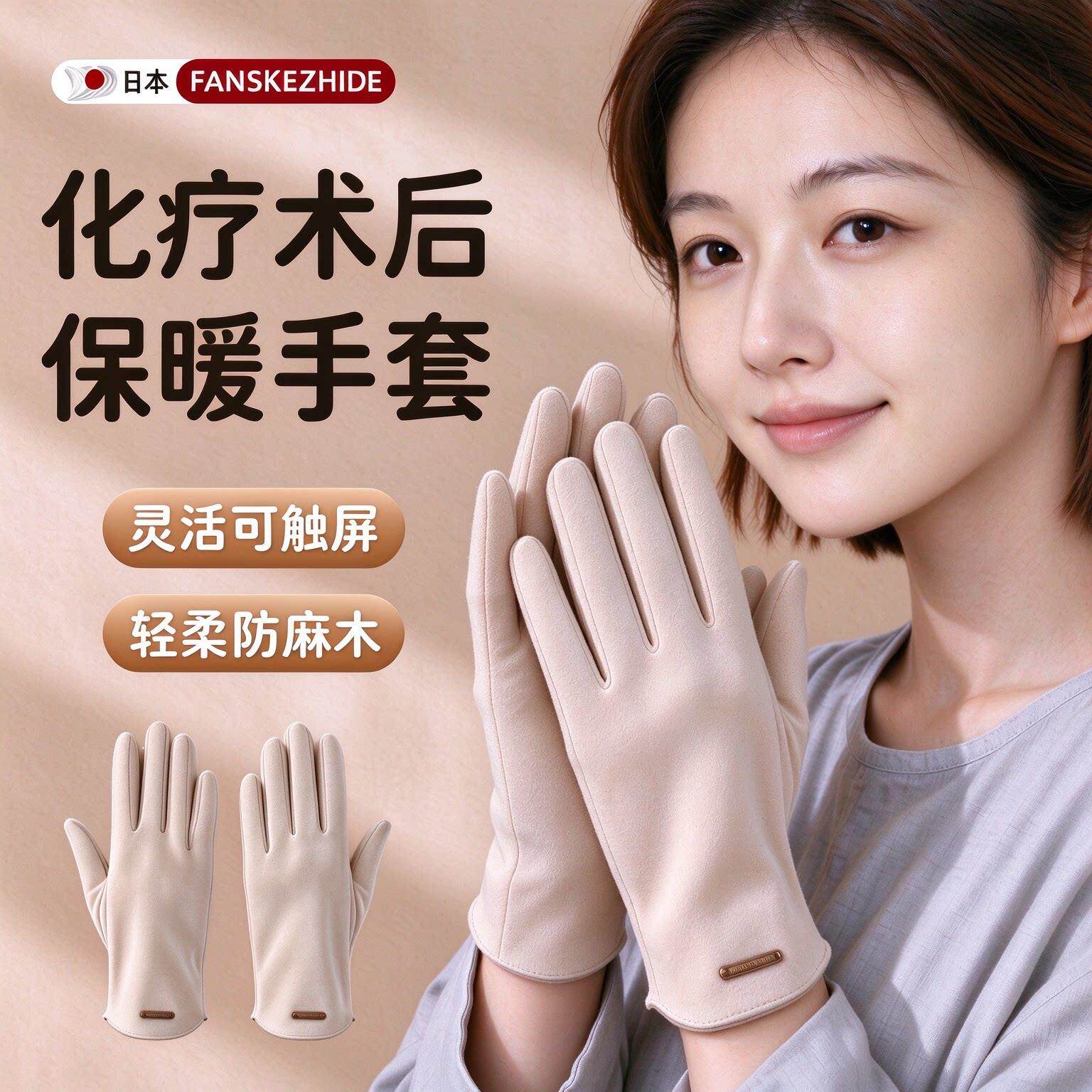 化疗术后专用手套秋冬女士触屏怕冷保暖防麻木病人护关节睡觉可戴