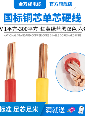 国标电线家用ZC-BV10平方16 25 35 50 70 120单芯硬线散米家装4色