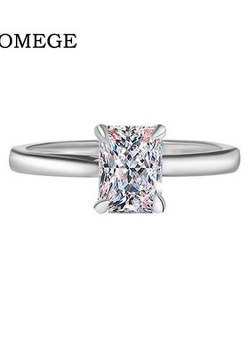 BAOGEME S925纯银莫桑石戒指D色1克拉雷迪恩切割莫桑钻戒指