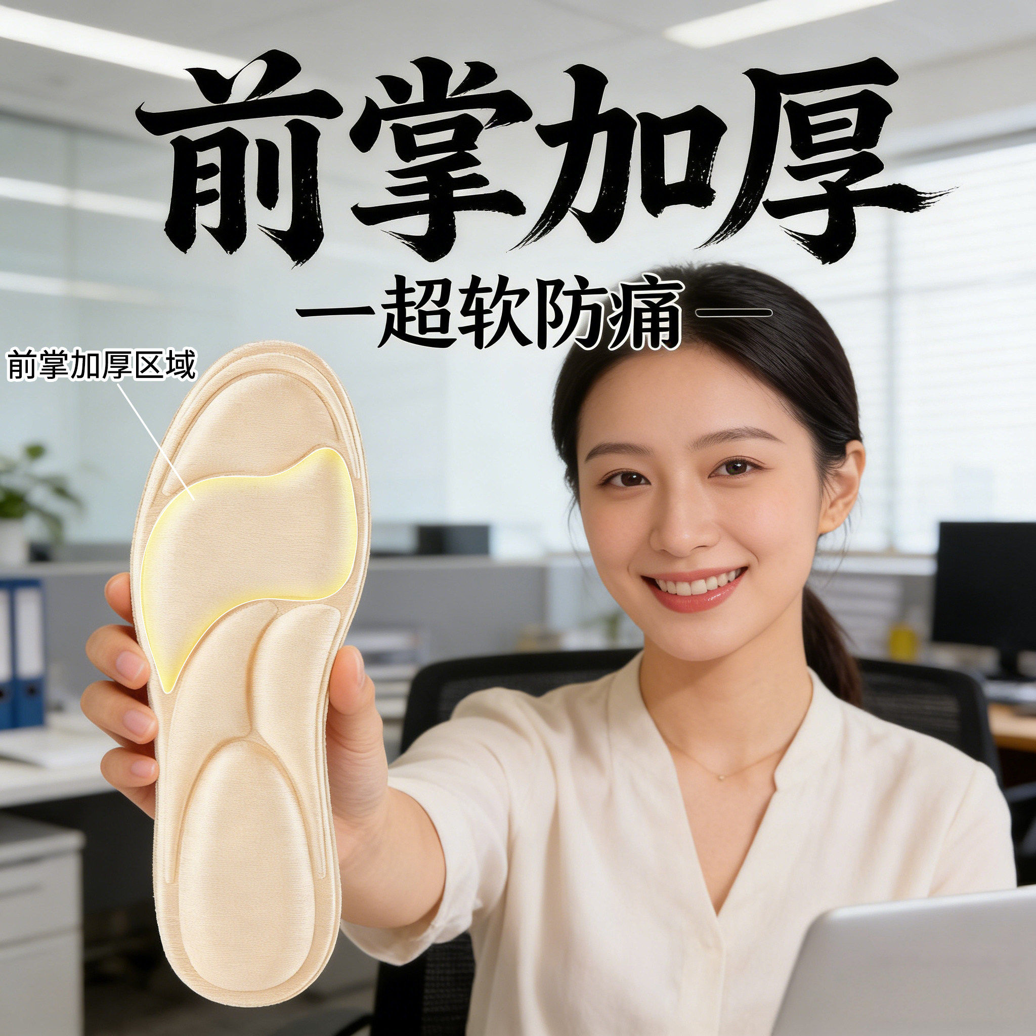 前脚掌防疼加厚软底鞋垫前厚后薄前高后低超软舒适防痛负跟半掌垫