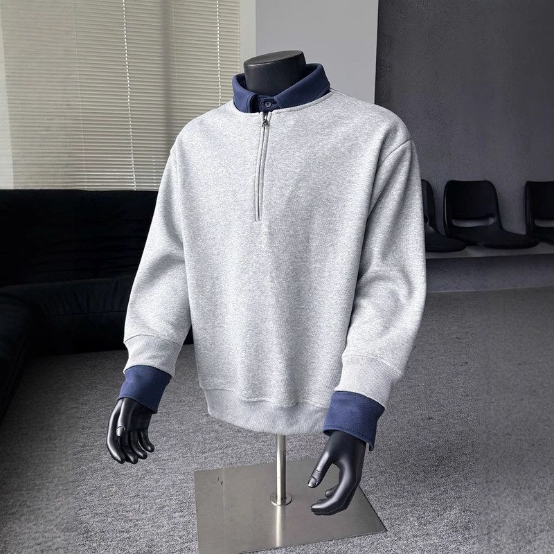 短反半男款拉链秋季假两件情侣