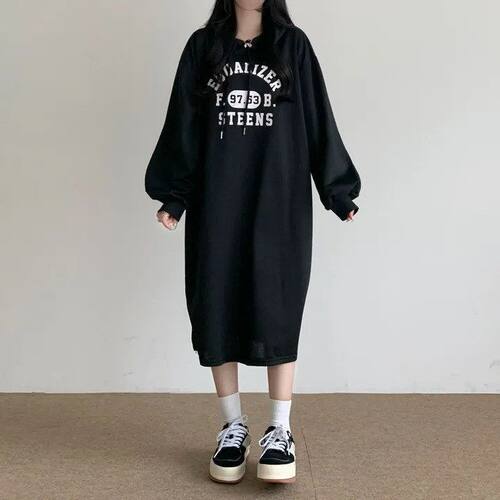 SL连衣裙宽松简约连帽韩系卫衣裙