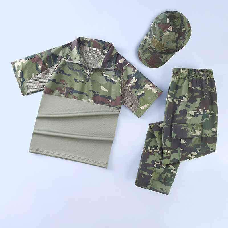 新款黄埔青少年蛙服弹力透气蛙人服迷彩服套装儿童拓展活动军训服