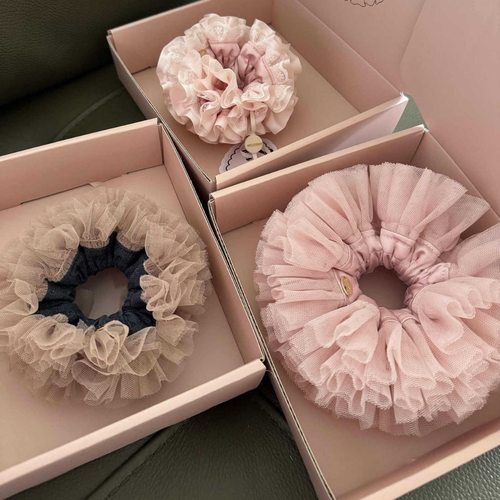 JIKINO 法式蕾丝手作大肠发圈女头饰头绳头花橡皮筋高级感轻奢