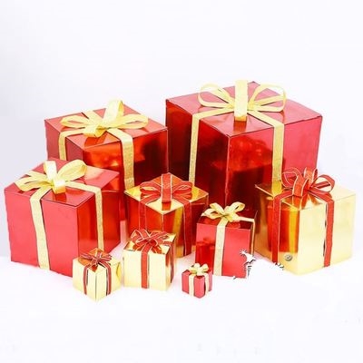 礼物堆头礼品春节摆设雪花包装橱窗带盖道具礼物盒纸质商场美陈