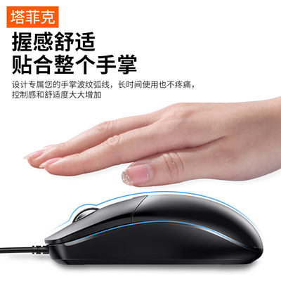 有线USB静音滑鼠 1600dpi光电滑鼠 适用CF电竞游戏 人体工学设计