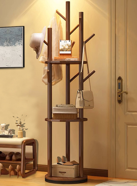 实木旋转衣帽架落地衣架卧室家用置物架立式衣服架子客厅挂衣架子