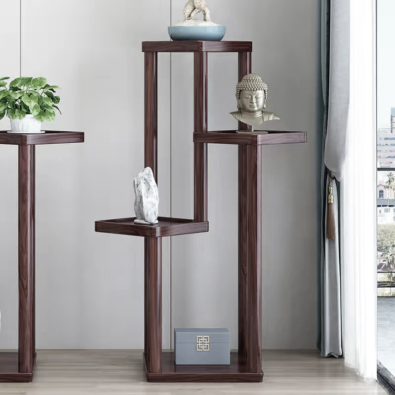 花架子新中式客厅置物架客厅落地简约现代家具室内吊兰花盆多层