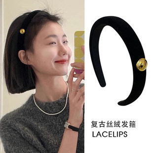 高级感黑色丝绒宽边发箍女2026新款发卡高颅顶头箍发饰