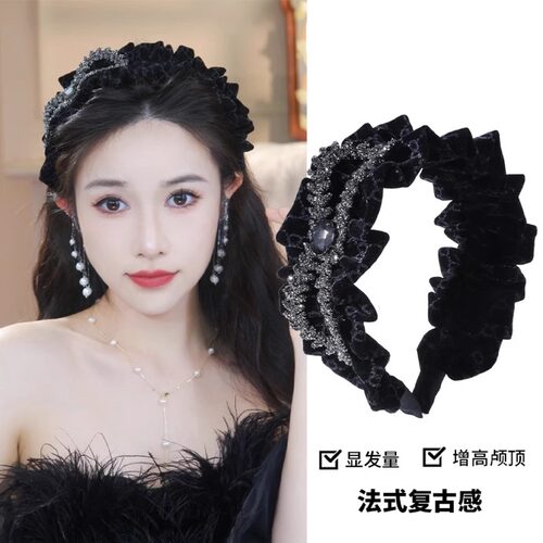 日常百搭法式复古高端丝绒发箍
