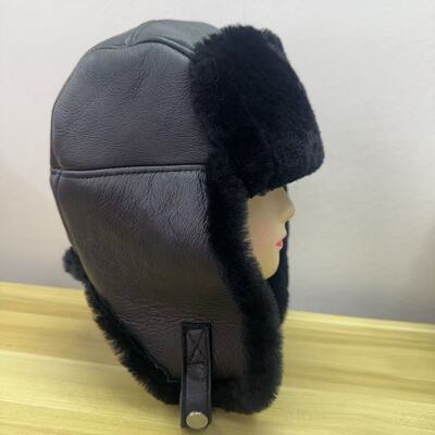 冬季羊毛皮毛一体雷锋帽男复古东北棉帽女士骑行滑雪保暖护耳帽