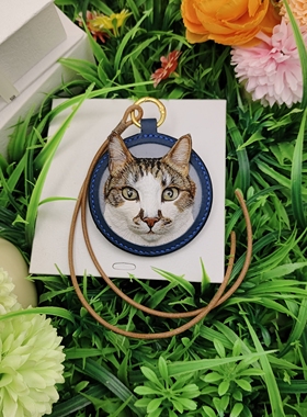 宠物皮雕定制3D立体浮雕狗猫永久纪念礼物手工钥匙扣挂件饰品