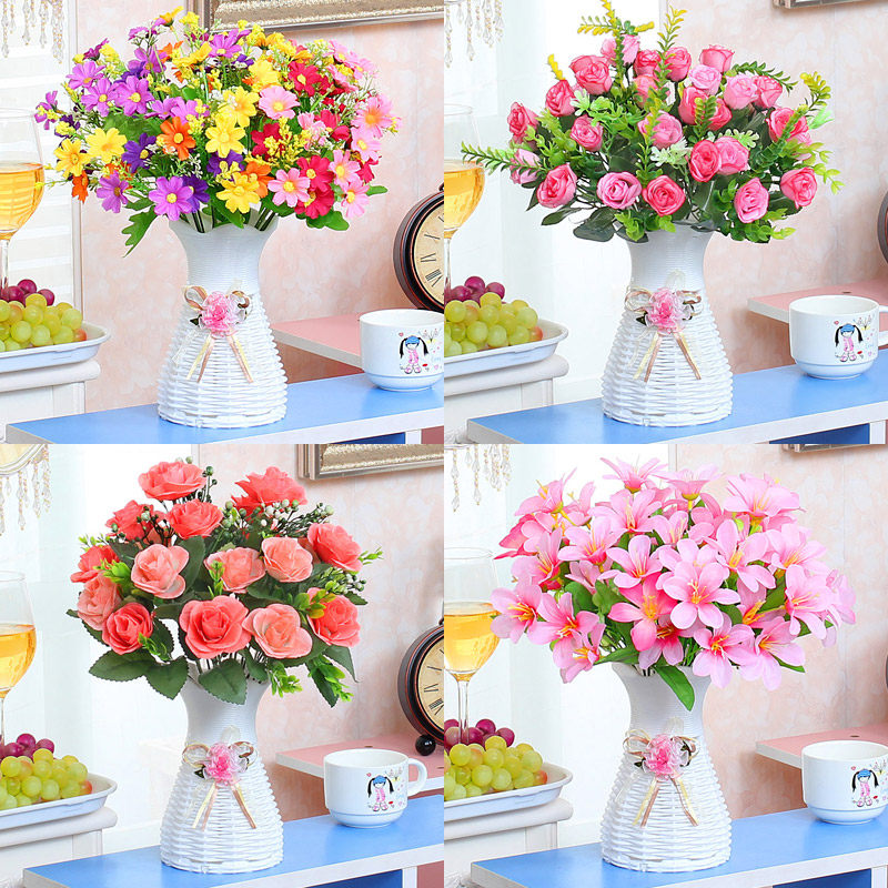 娟花新中式家里室内摆台装饰品摆件花花卉花篮文艺桌面客厅假花摆