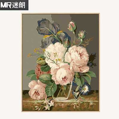 饰画 迷朗diy数字油画客厅餐厅抽象花卉大幅数码 填色自己手工绘装