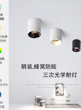 全光谱Ra99显指明装筒灯客厅餐厅走廊低蓝光护眼深防眩无主射灯