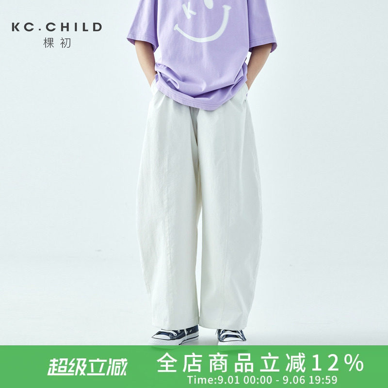 棵初宽松抗皱弯刀裤型休闲小白裤图片