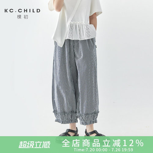 棵初夏季女童格纹休闲裤纯棉