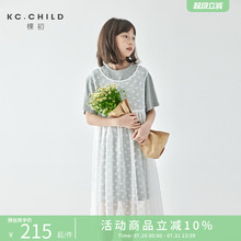 棵初2025年夏季新款女童两件套连衣裙叠穿长款T恤雪纺罩衫套装裙