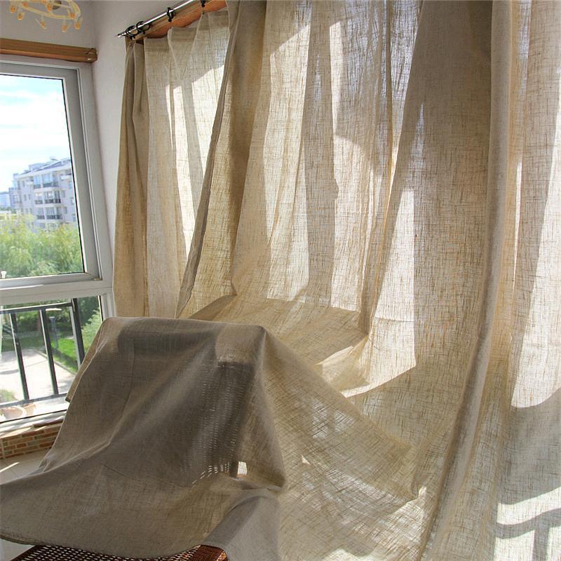 亚麻窗帘成品遮光麻布可订作落地挂钩式穿杆书房卧室客代发独立站图片
