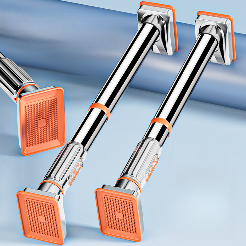 免打孔伸缩晾衣杆阳台固定式吸盘晾衣架窗帘杆衣柜撑杆晒挂衣塘祥