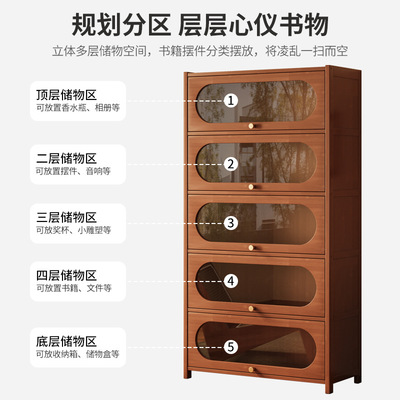 书架置物架落地客厅简易储物柜子靠墙卧室展示柜带门收纳防尘书柜