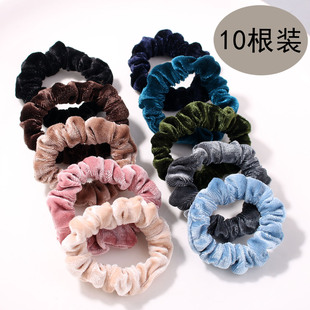 气质丝绒小肠发圈秋冬丸子头扎头皮筋简约发绳高弹力耐用头绳发饰