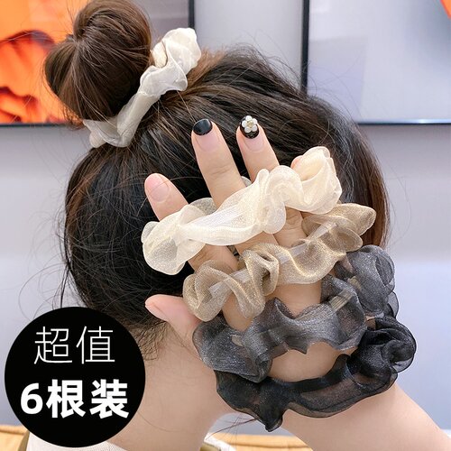 丸子头大肠发圈网纱马尾头绳