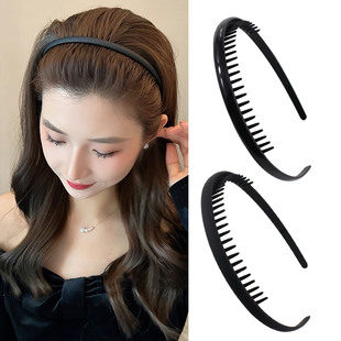 黑色洗脸发箍女耐用带齿防滑压发头箍前额刘海碎发神器发卡子磨砂