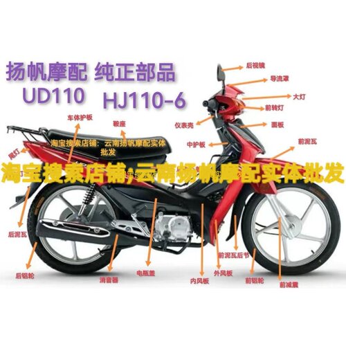适用豪爵原装HJ110-6/UD110全车外壳外挡风车体大灯壳 面板侧盖尾