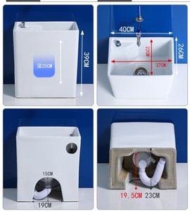 卫生间室内外迷你加长一体式阳台洗手台拖把池一体拖把桶洗手盆