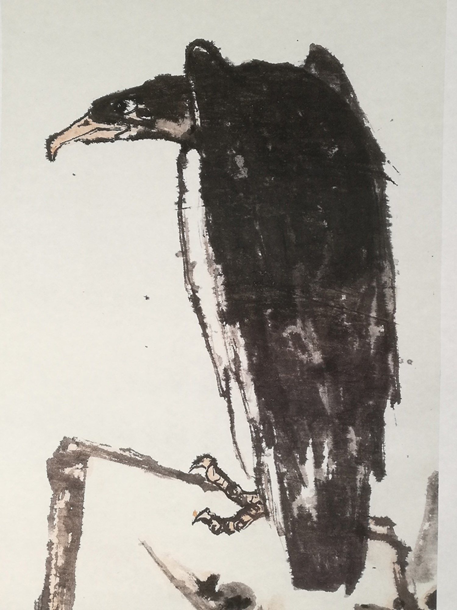 1:1潘天寿鹰石图指墨画写意国画艺术微喷古代名画复制品装饰画