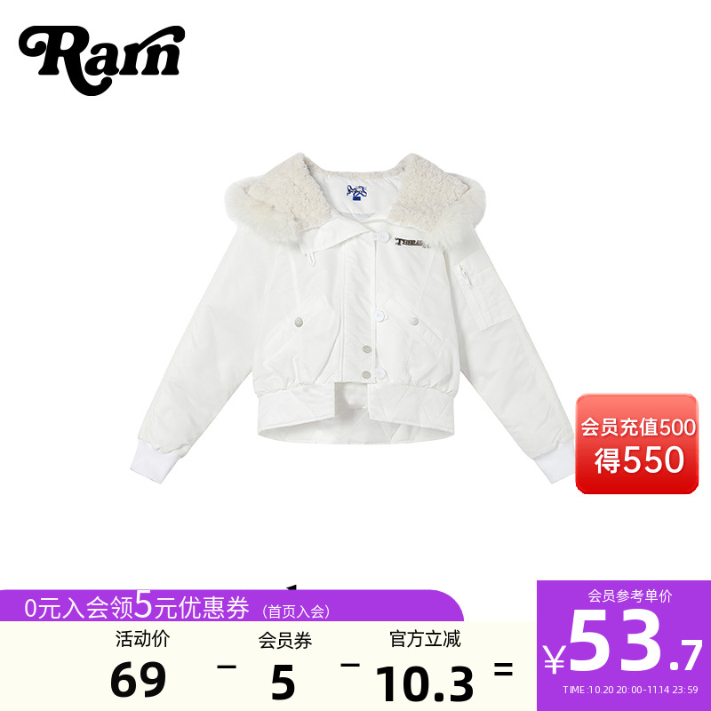 RARN冬季可开合帽短款棉服