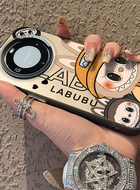 适用于realme真我GT6手机壳黄色拉布布支架彩银新品5Pro男女款全包12proplus防摔高级感保护套简约真我11+