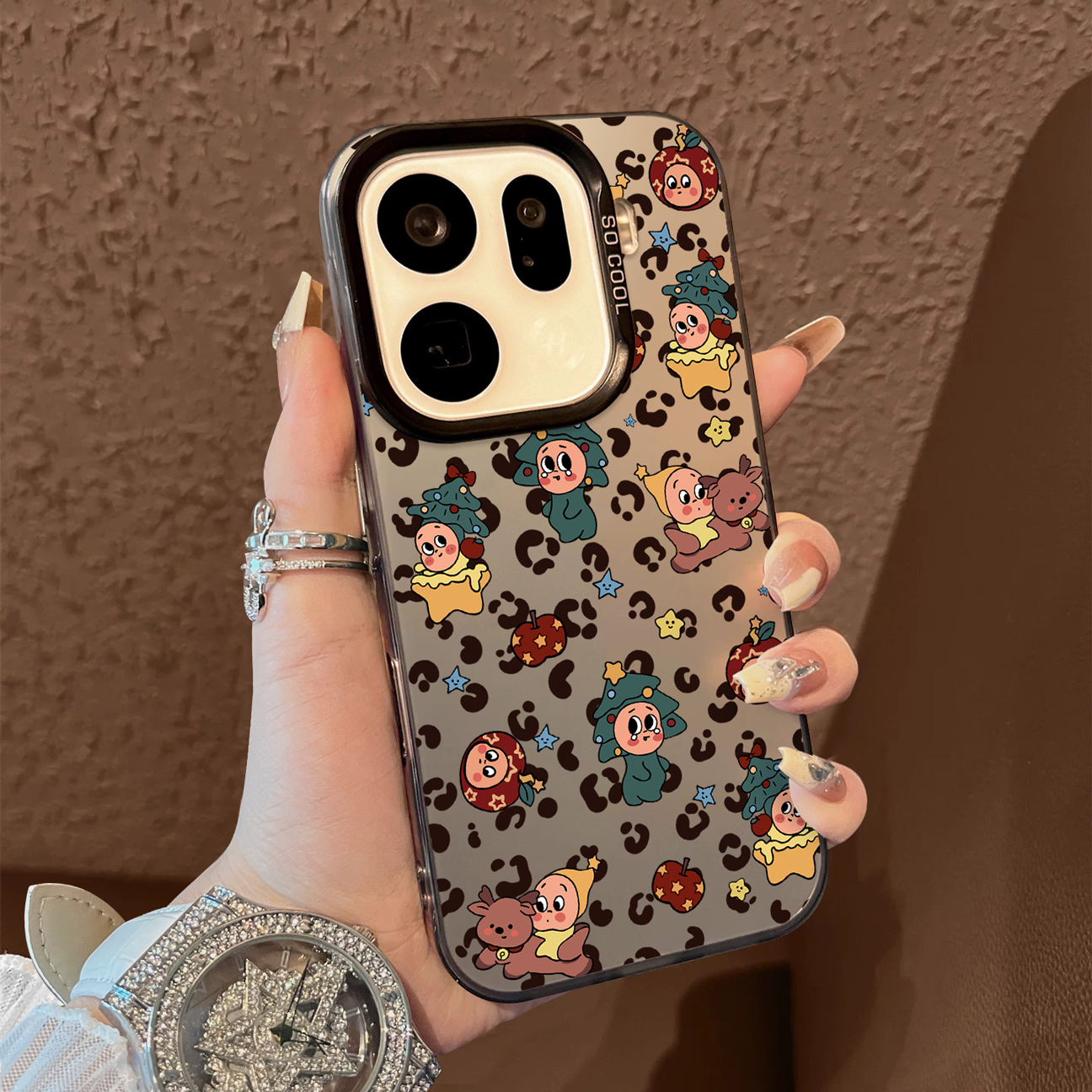 适用于OPPOFindx9pro手机壳绿圣诞树星星人支架彩银新品x7ultra至尊版男女款全包x6/x5防摔保护套简约findx8