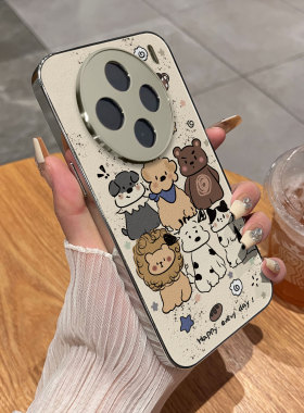 适用于vivox300pro手机壳支架小羊皮动物狮子狗x60/70/80外200promini全包防摔新款男女90s/x100套x200ultra