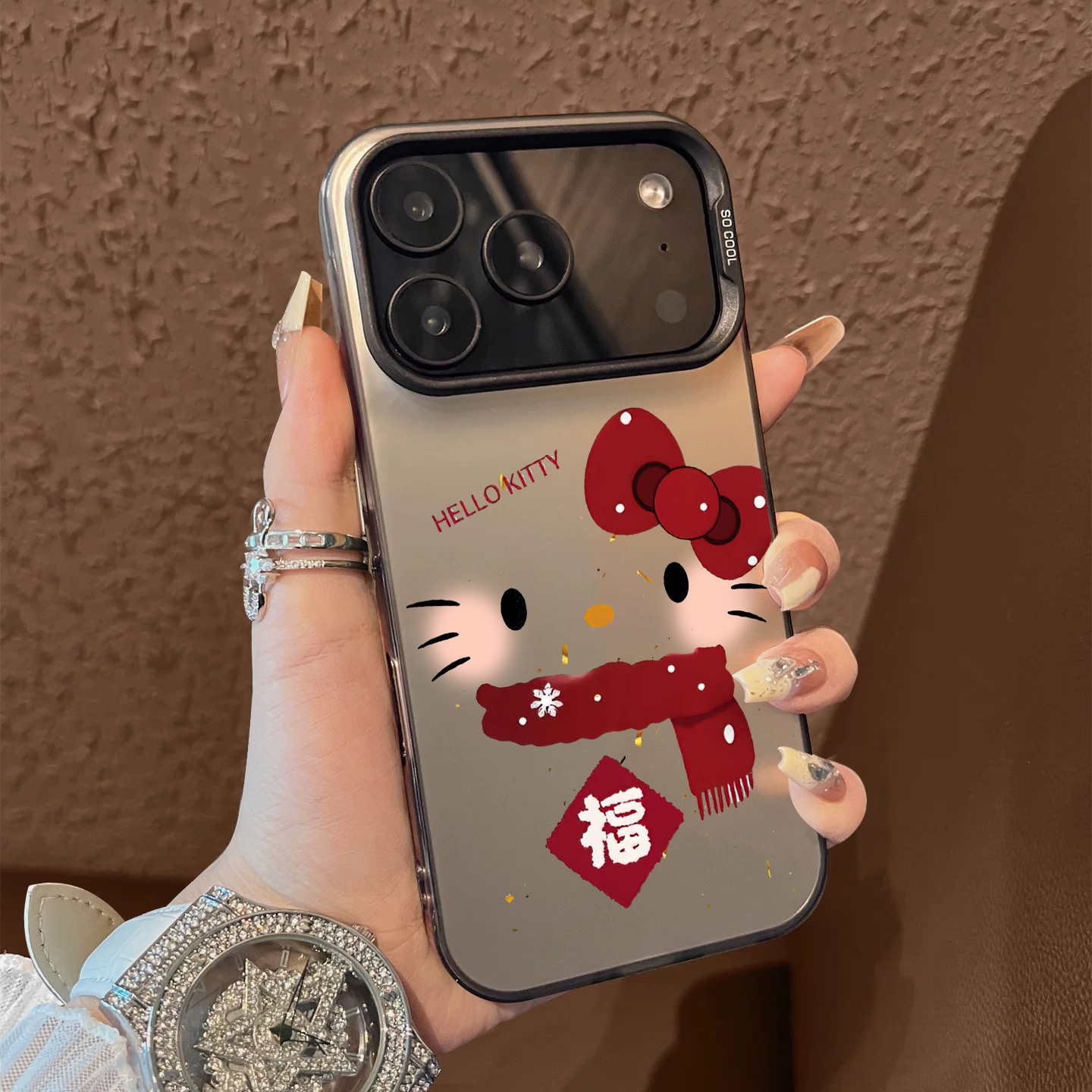 适用于苹果17promax手机壳红围巾福猫16e支架高级感15/13彩银12套新品xr防摔xs男女款17air保护套iPhone14