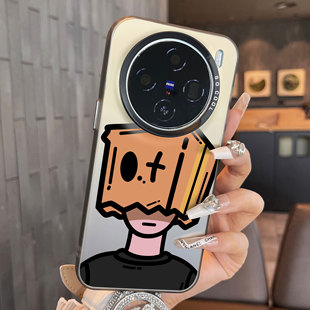 适用于vivox100手机壳纸盒男孩x90创意x80新品x70男女款红色彩银简约新年60全包防摔保护套高级感x100pro