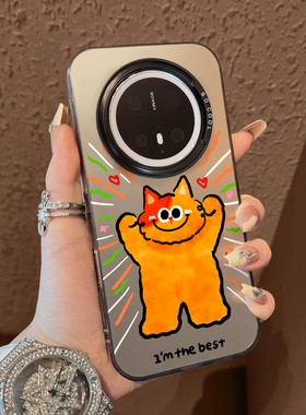 适用于realme真我GT6手机壳发光橙猫支架彩银新品5Pro男女款全包12proplus防摔高级感保护套简约真我11+