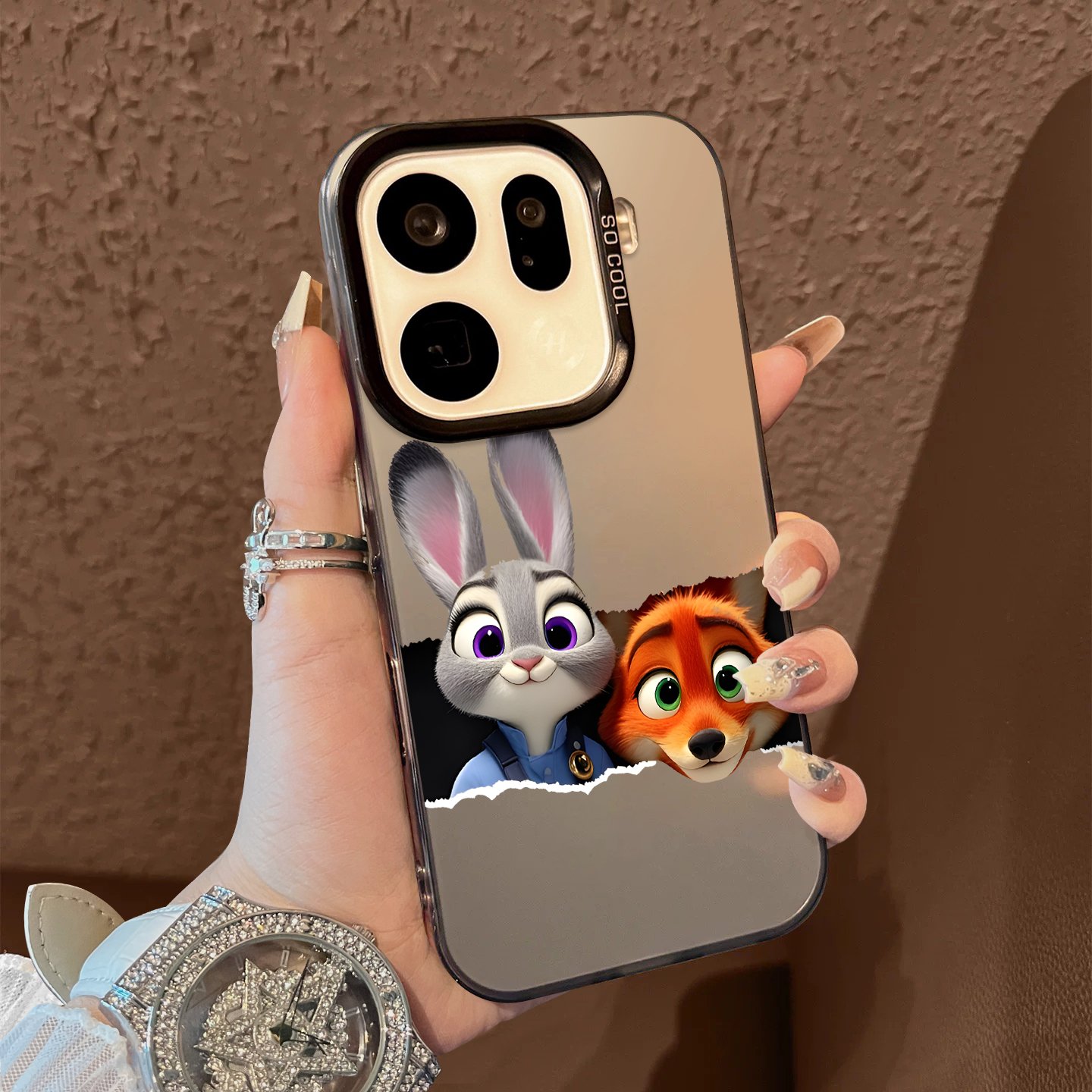 适用于OPPOFindx9pro手机壳撕条尼克朱迪支架彩银新品x7ultra至尊版男女款全包x6/x5防摔保护套简约findx8