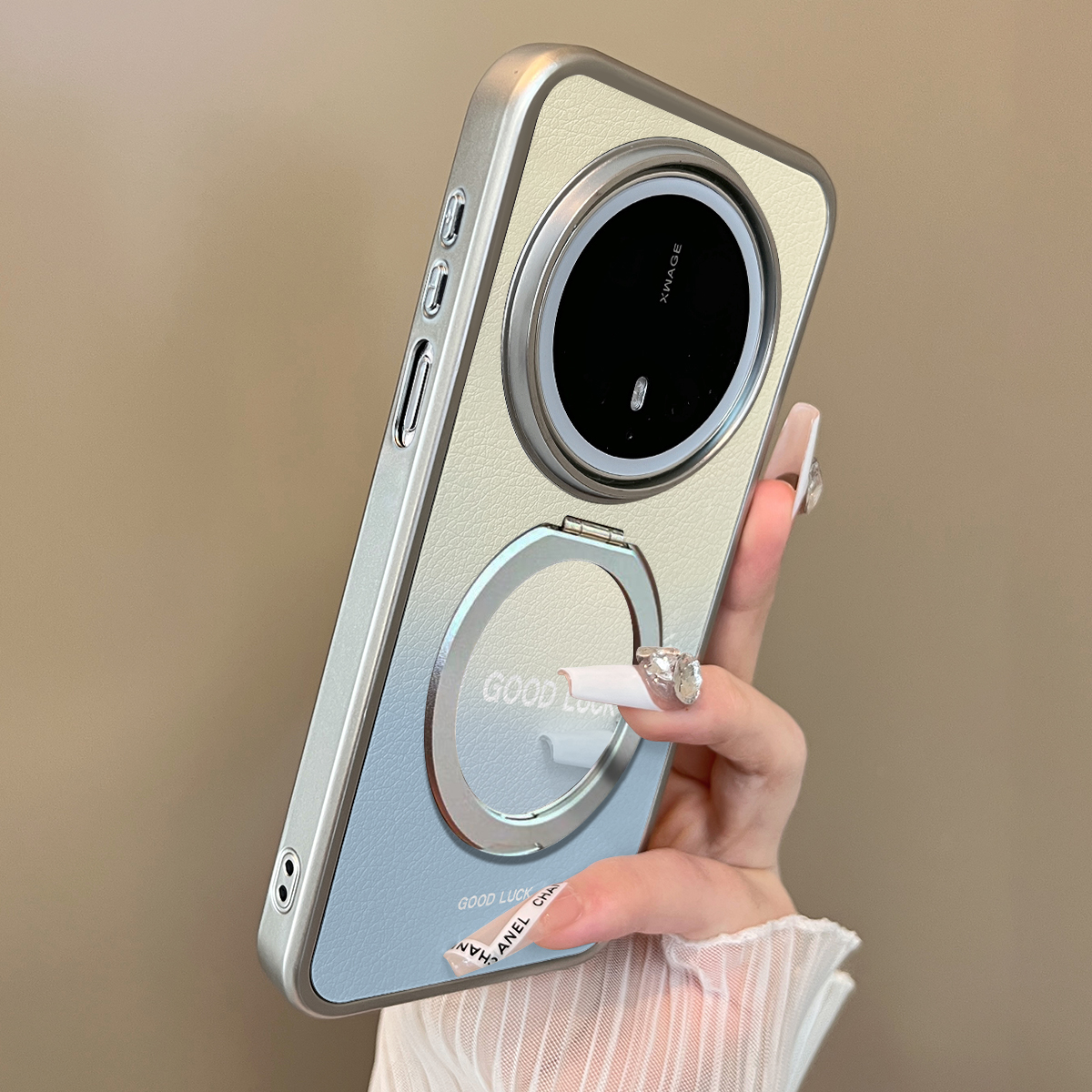 适用于华为mate70proplus手机壳蓝黄渐变good二合一小羊皮60pro十支架简约新款50e套防摔男女生mate60pro+