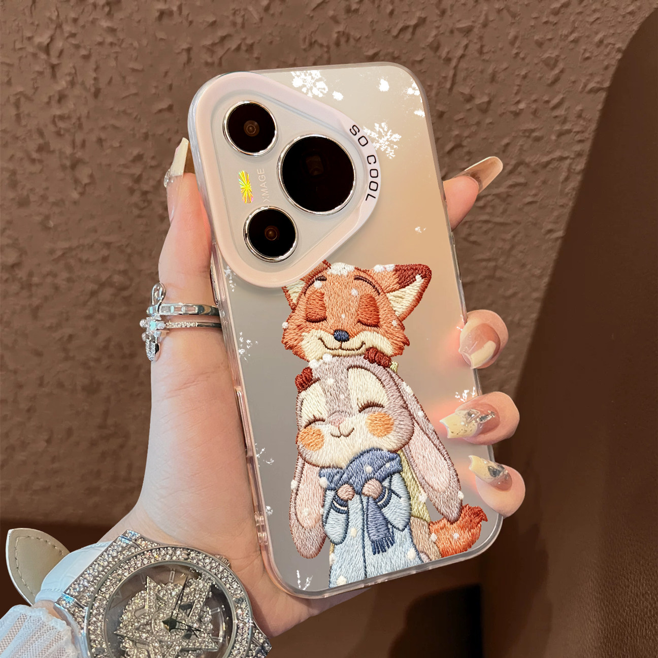 适用于华为pura80pro十手机壳雪花尼克朱迪支架高级感p60art简约p40+彩银p50e套防摔p30新款男女生p70ultra