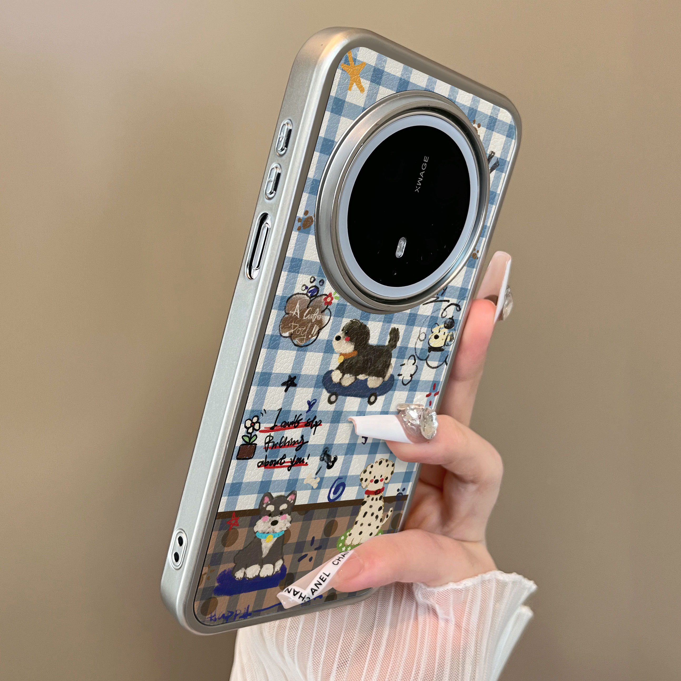 适用于华为mate70proplus手机壳黑灰白斑点狗狗二合一小羊皮60pro十支架简约新款50e套防摔男女生mate60pro+