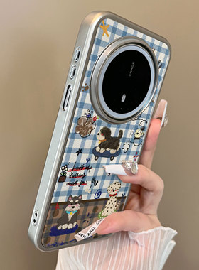 适用于华为mate70proplus手机壳黑灰白斑点狗狗二合一小羊皮60pro十支架简约新款50e套防摔男女生mate60pro+