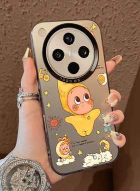 适用于OPPOFindx8pro手机壳花兔星星人支架彩银新品男女款全包findx6/x5防摔保护套简约findx7ultra至尊版