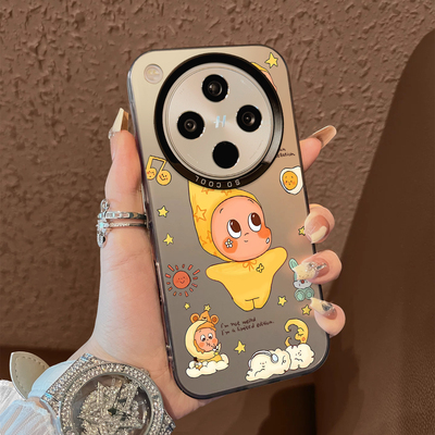 适用于OPPOFindx8pro手机壳花兔星星人支架彩银新品男女款全包findx6/x5防摔保护套简约findx7ultra至尊版