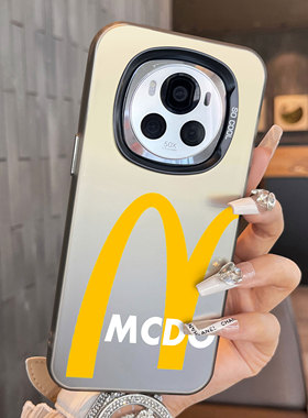 适用于荣耀magic6pro手机壳黄色字母m彩银新品男女款全包magic4防摔高级感保护套磨砂简约honormagic5