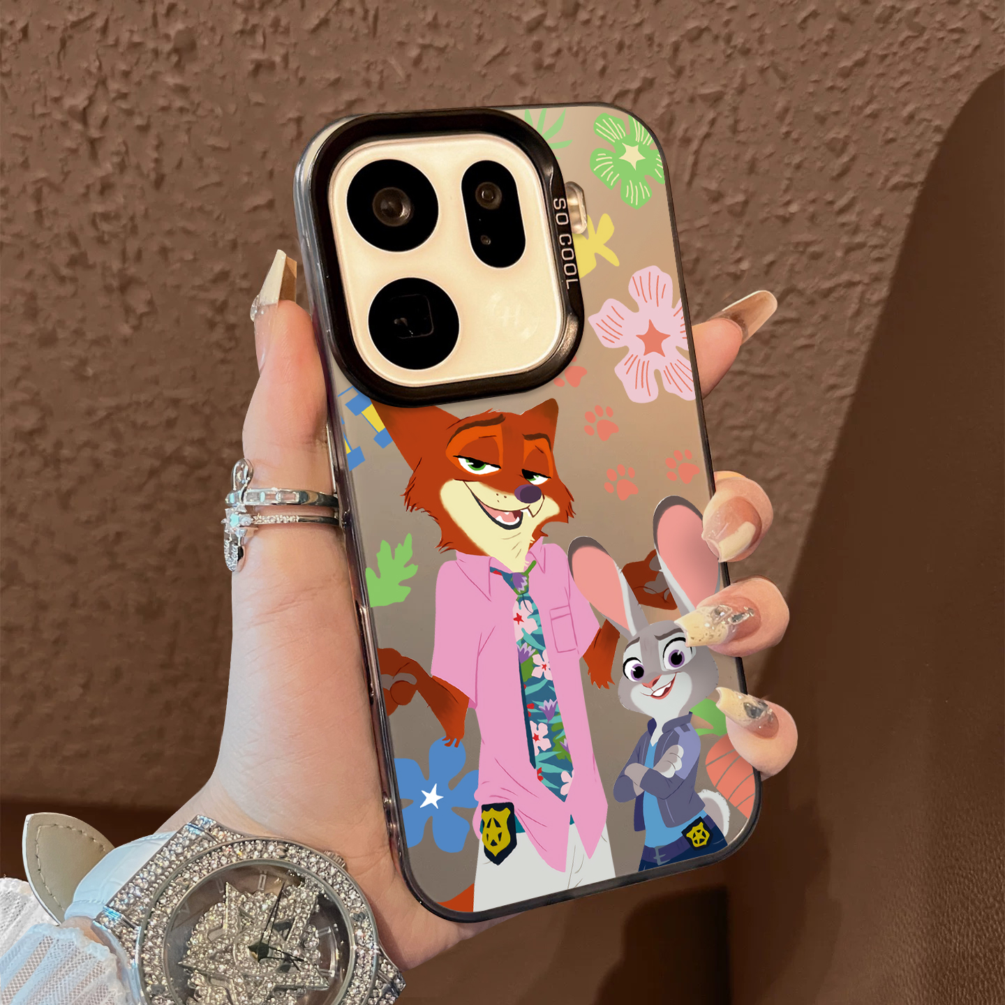 适用于OPPOFindx9pro手机壳粉西装尼克朱迪支架彩银新品x7ultra至尊版男女款全包x6/x5防摔保护套简约findx8